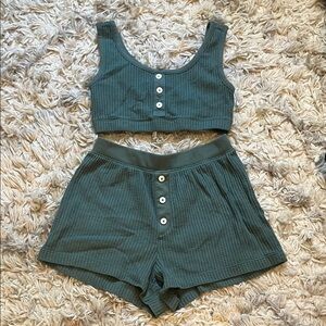Green cozy pajama set